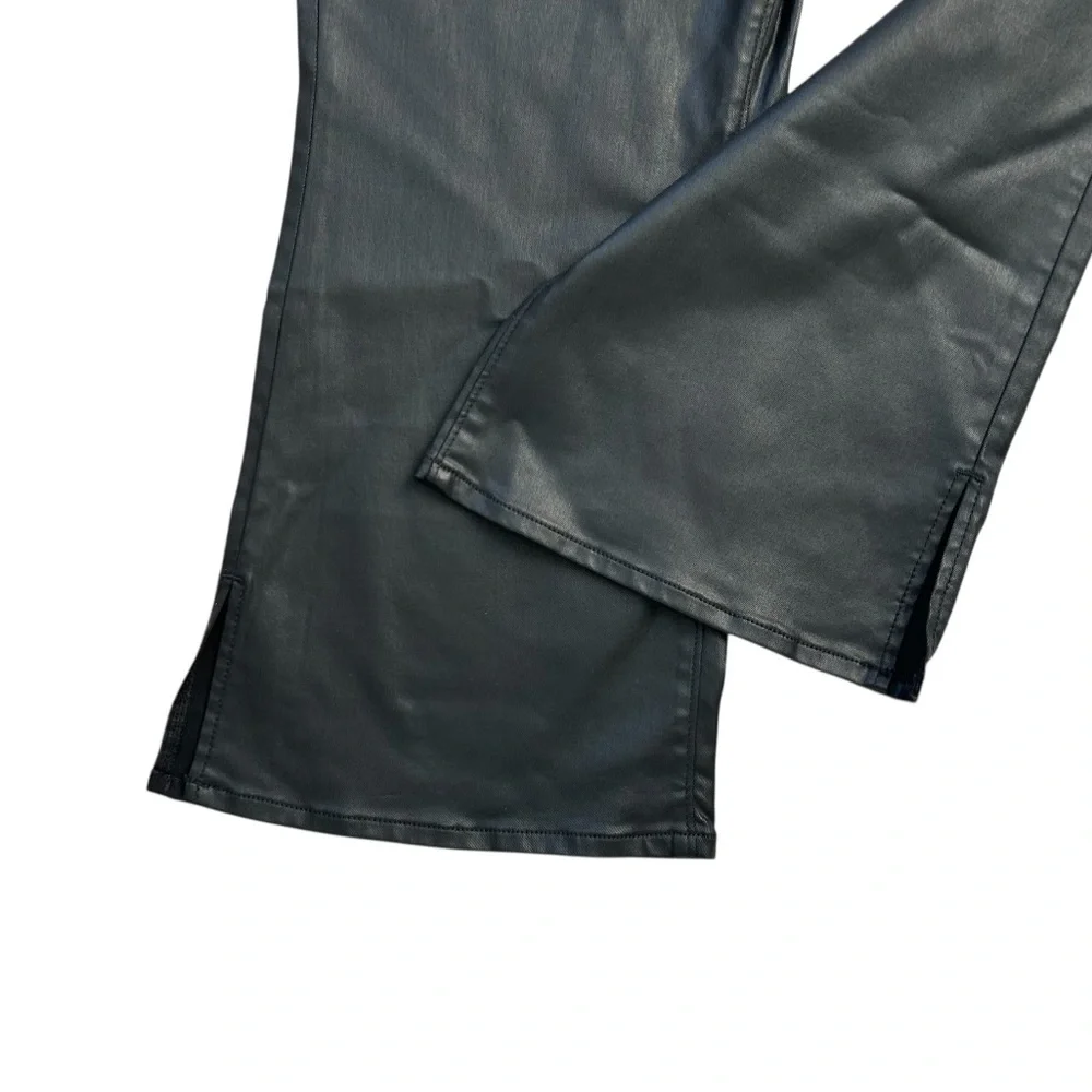 LOFT Women’s Curvy Kick Crop Faux Leather Pants Black Sheen Plus‎ Size 34/18 NWT
